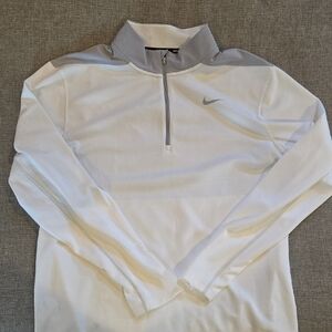Nike White and Light Gray Half-Zip Athletic Pullover